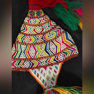 Unisex Beaded Shaman Ch'ullo Peruvian Winter Hat with Colorful Pom Poms Tassels